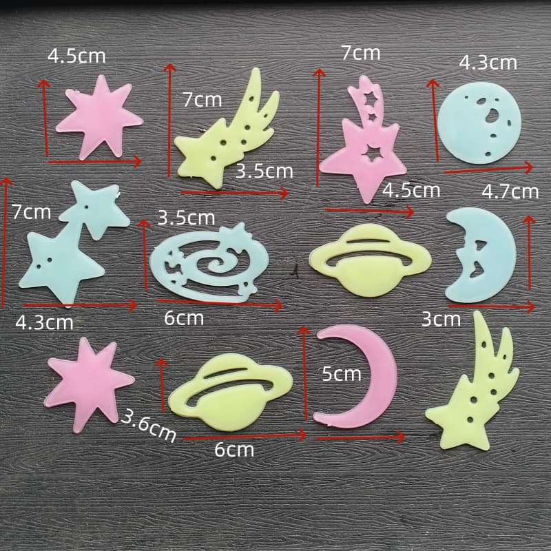 Factory Stock Glowing Star Moon Night Light Wall Stickers Cross-border Universe Fluorescent Decals Room Wall Decor Stickers