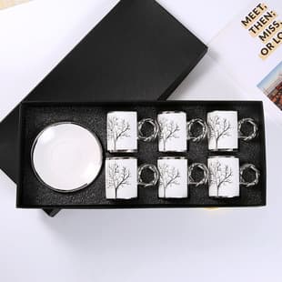 European Ceramic Silver-Plated Coffee Cup and Saucer Set Cross-Border Export Tea Cup Tray Middle East Saudi Coffee Set