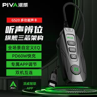 Piva Paiwei GS20 Independent Sound Card, Type-C/USB External 7.1 Channel Gaming Sound Card Adapter
