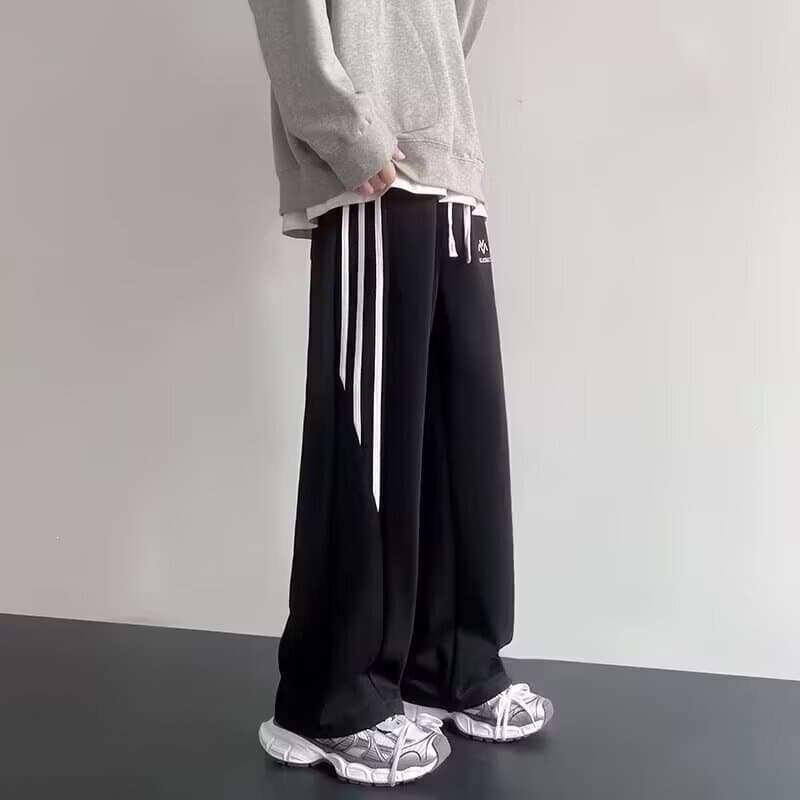 Men's Straight Leg Sweatpants Spring Casual Pants 2025 New Loose Long Pants Black Sports Pants American Style Men's Pants