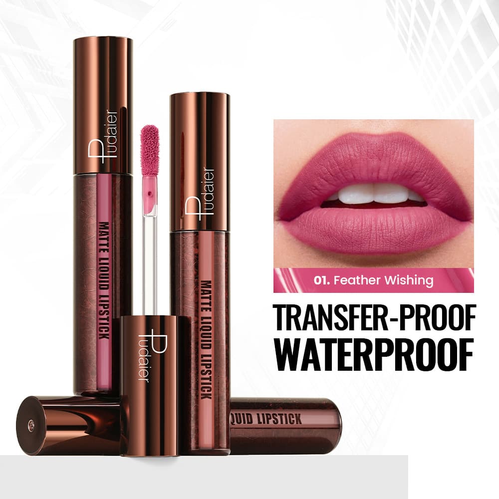Cross-border Amazon Wholesale Pudaier Matte Liquid Lipstick Waterproof Long-lasting High Pigment Lip Glaze Lip Gloss Makeup