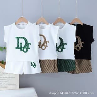 Boys' Summer Vest Set 2025 New Fashionable Sleeveless, Thin Baby Clothes, Cool and Trendy Summer Wear