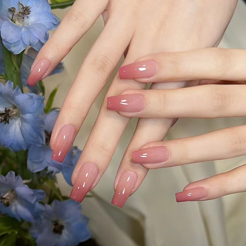 Peach red gradient manicure, whitening and gentle, short ballet nails, wearable nails, short fake nails, finished nails