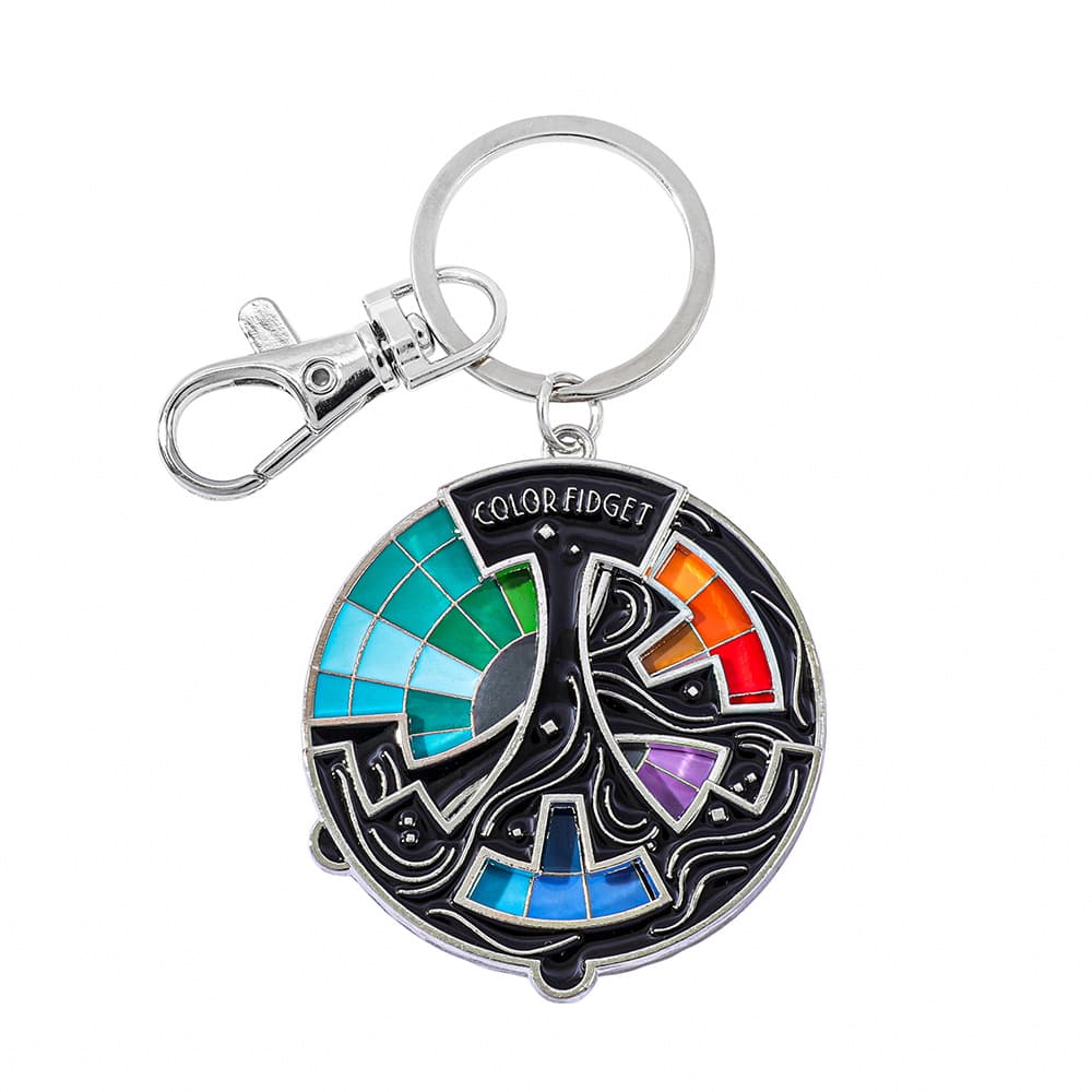 New Cross-Border Product Color Fidget Enamel Pin Tone Color Wheel Spinner Keychain Pendant