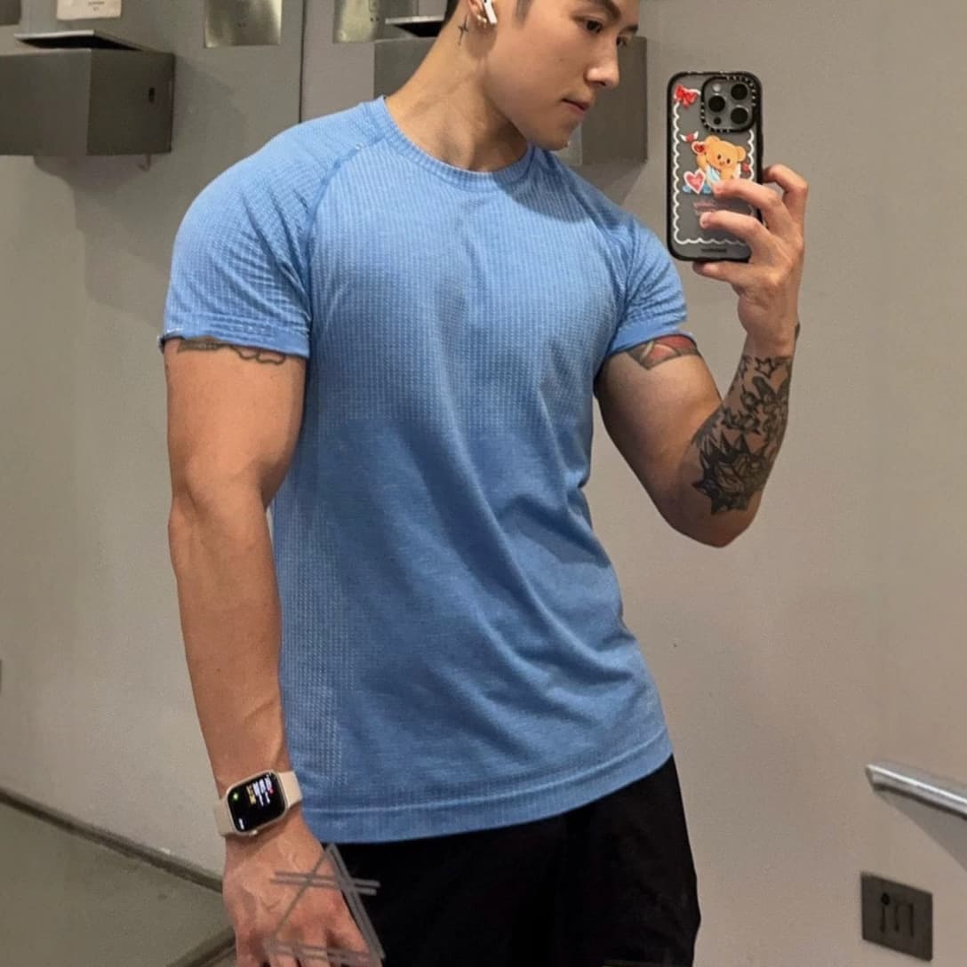 lulu Same Style Metal Vent Tech Men's Athletic Short Sleeve T-Shirt Lulu Alternative MVT Quick-Dry Fitness