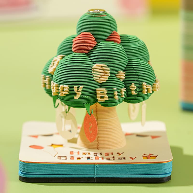 3D Paper Sculpture Wish Tree 3D Memo Pad Artwork, Hand-Tearable Desk Calendar, High-Aesthetic Sticky Notes, Cultural and Creative Gift