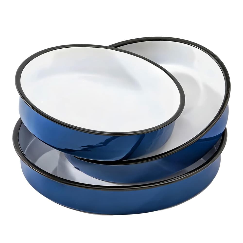 Amazon Export Baking Tray, Round Enamel Cake Pan, Enamel Serving Dish, Oven-Safe Pizza Shallow Pan, Hot Selling