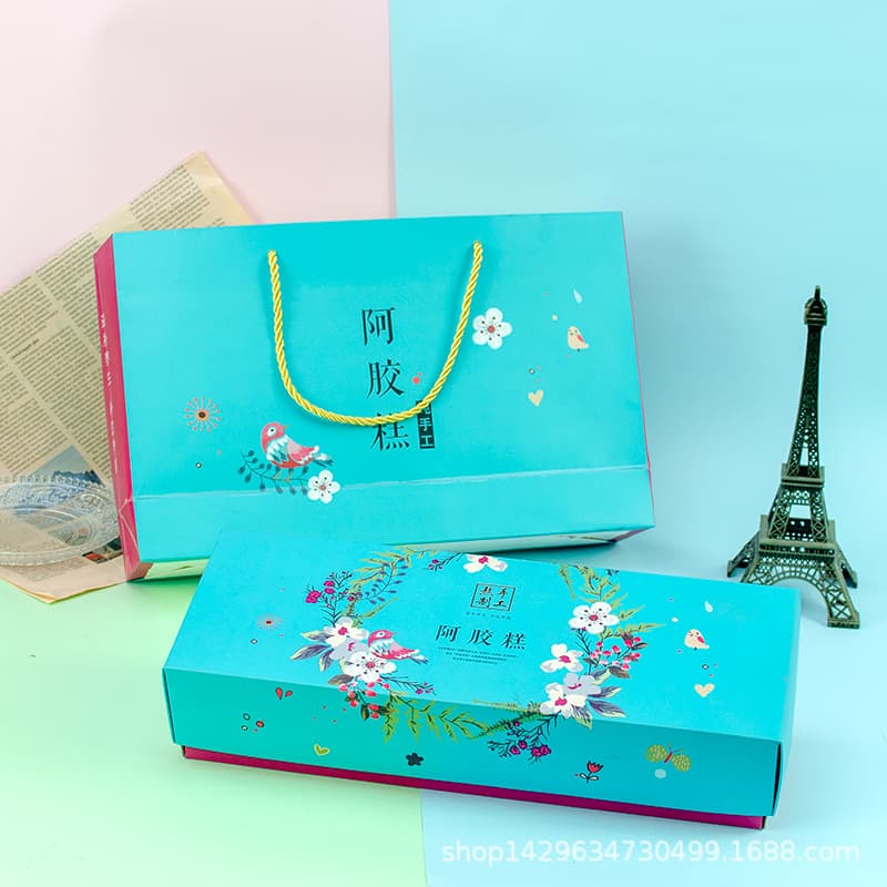 Printable donkey hide gelatin cake packaging box gift box health care product folding gift box universal carton solid yuan cream box free shipping