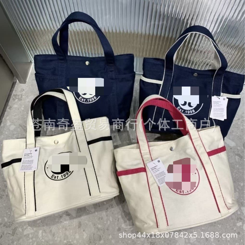 Lulu New Daiy Canvas Tote Bag Shoulder Underarm Bag 6.5L Travel Yoga Sports Bag Cross-border