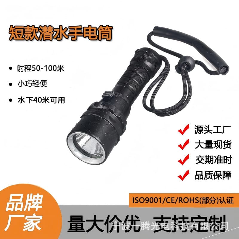 Factory Direct Sales L2 Diving Led Flashlight Aluminum Alloy High-Power Strong Light Flashlight Short Model Ip68 Waterproof