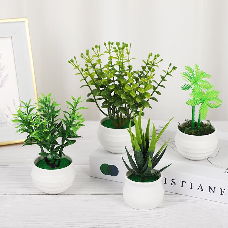 Artificial Green Plant Potted Nordic Simple Artificial Plant Office Desktop Potted Photography Prop Small Bonsai