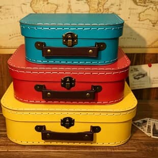 Custom Colored Stitched Cardboard Hand Box, Children's Toy Packaging Box with PU Handle and Metal Lock