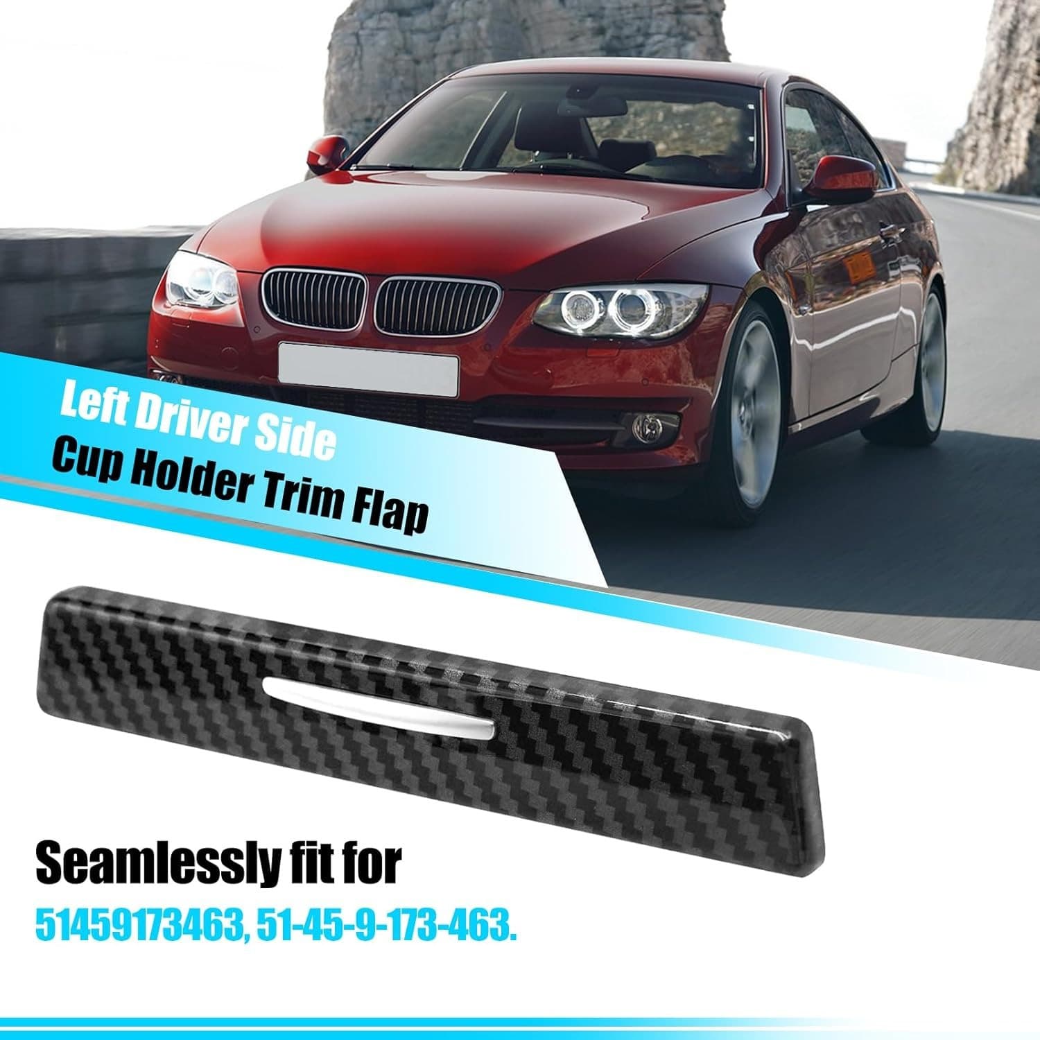51459173463 Compatible with 2006-2013 BMW 3 Series E90 E91 E92 E93 Cup Holder Carbon Fiber Pattern