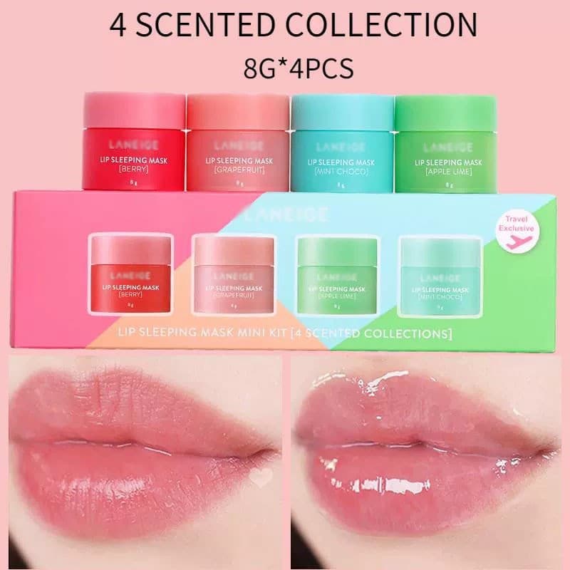 Cross-border Korean Laneige Lip Mask Jelly Sleeping Lip Balm Night Repair Moisturizing 4-Piece Set Hydrating Nourishing 8g