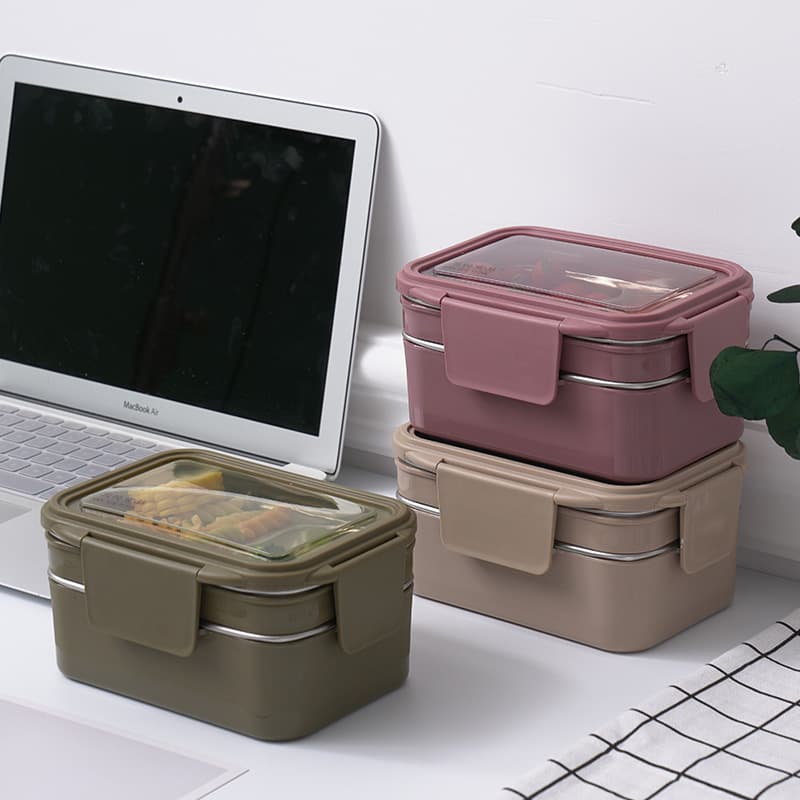 Factory direct sales 304 stainless steel lunch box student compartment insulated lunch box portable Japanese lunch box with soup bowl