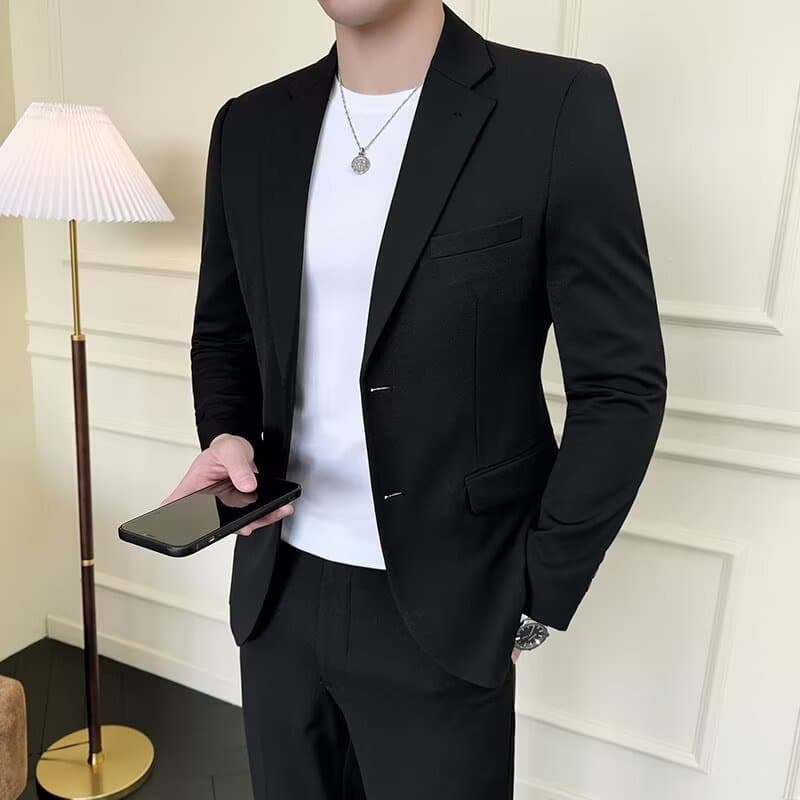 Men's Slim Fit Blazer Casual Business Suit Jacket Youth Korean Style Plus Size Best Man Single Suit Jacket