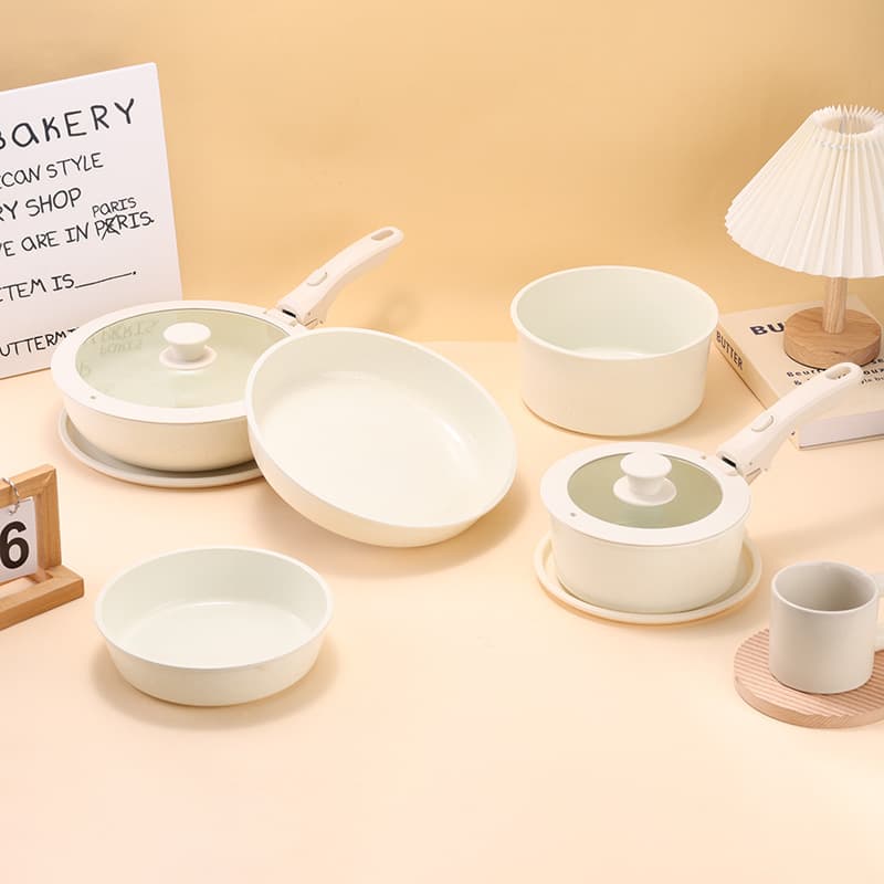 Cross-border pot set with removable handle, household full set of pots, non-stick pot, induction cooker, gas stove pan set