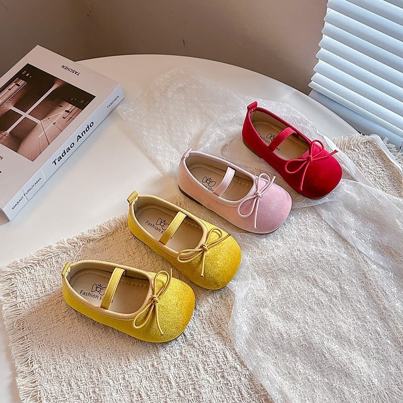 Girls' Leather Shoes 2026 Spring/Summer New Style Bowknot Princess Shoes Soft-Soled Loafers Cloth Shoes Baby Flats