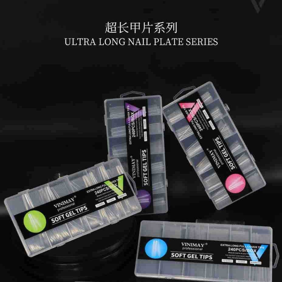 Cross-border Foreign Trade Long Nail Tips Ultra-thin Seamless Transparent Nail Tips French Nail Tips Break-resistant Ballet Long Nail Tips Wearable