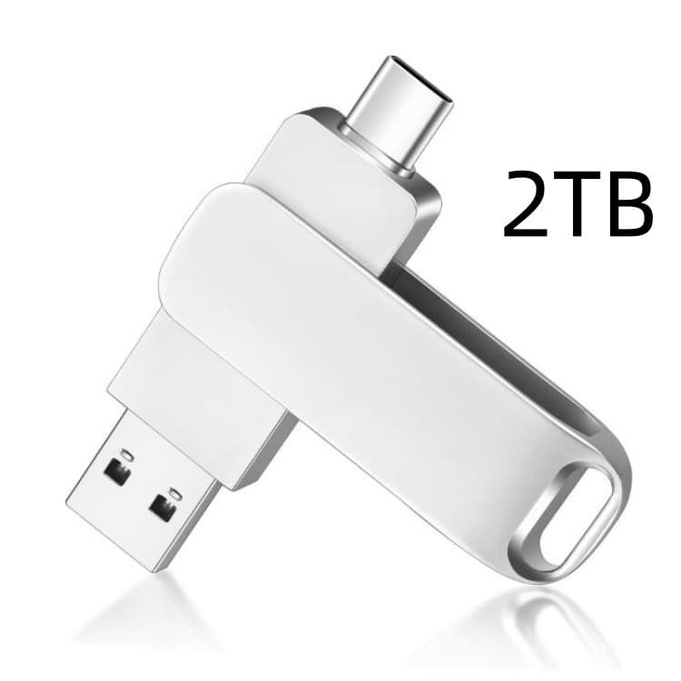 Type-C dual-use mobile phone/computer rotating metal flash drive, 2TB 128GB, 64GB cross-border e-commerce flash drive.