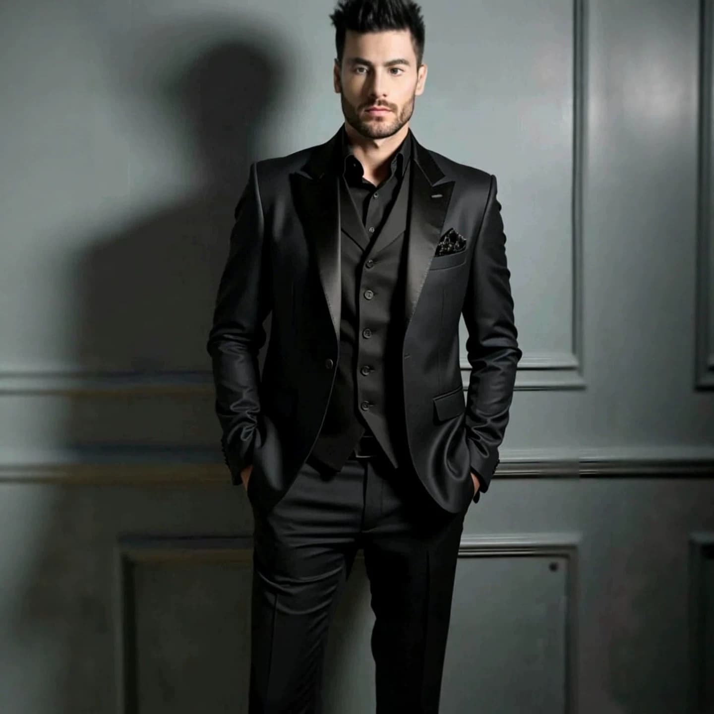 Cross-border AliExpress men's suit set, premium gentlemanly blazer, slim fit, Amazon three-piece suit