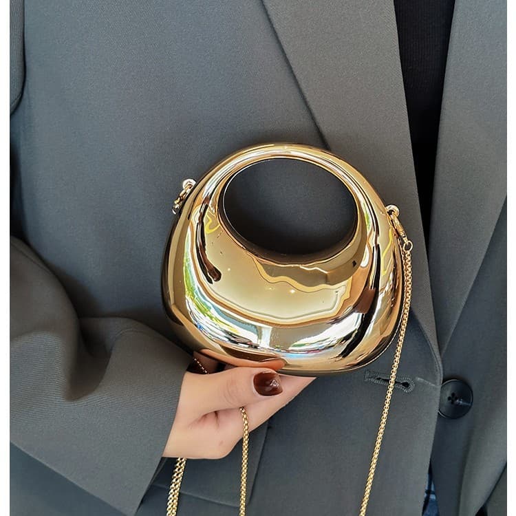2026 Spring Summer Cross-Border Fashion Chain Mini Bag Crescent Acrylic Bag Lipstick Coin Purse Kids Crossbody Bag