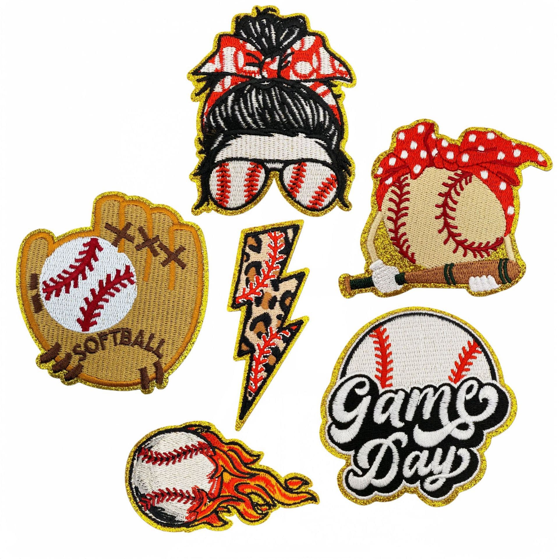 Cross-border Cartoon Baseball Embroidery Patch, Personalized Decorative Iron-on Patches, Hot Melt Adhesive Computer Embroidery Labels for Clothing Accessories