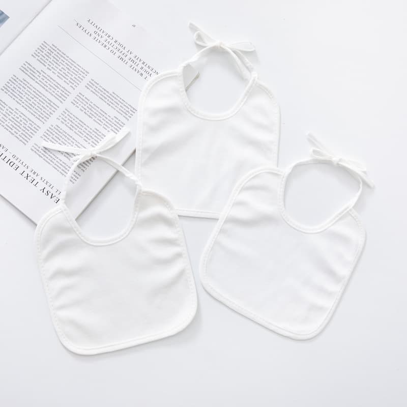 White Children's Painting Bibs, Pure Cotton Baby Meal Bibs, Waterproof Creative DIY Drool Cloths Wholesale
