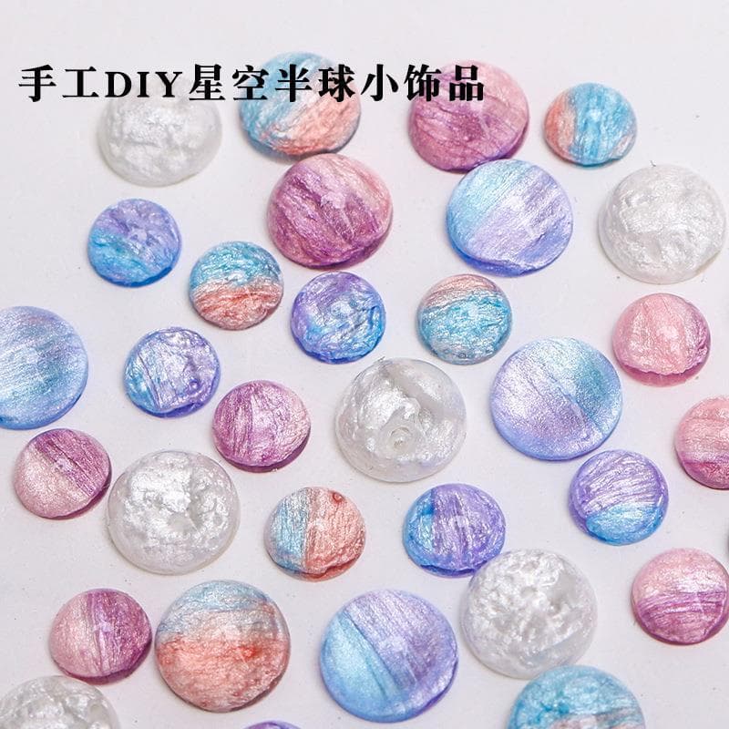 Semicircle planet cat eye nail accessories resin nail art accessories wholesale 8mm flat bottom half side jewelry accessories diy