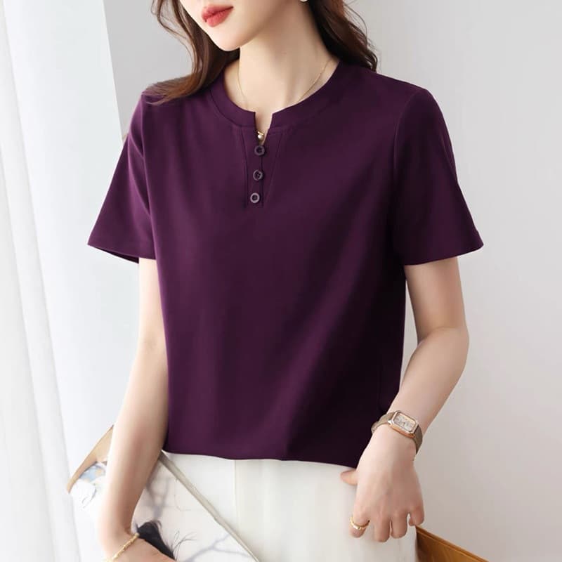 High-Quality Short-Sleeved T-Shirt for Women, Summer New Popular Style, V-Neck, High-End Women's Clothing, Loose Slimming Top, Women's Half-Sleeved T-Shirt