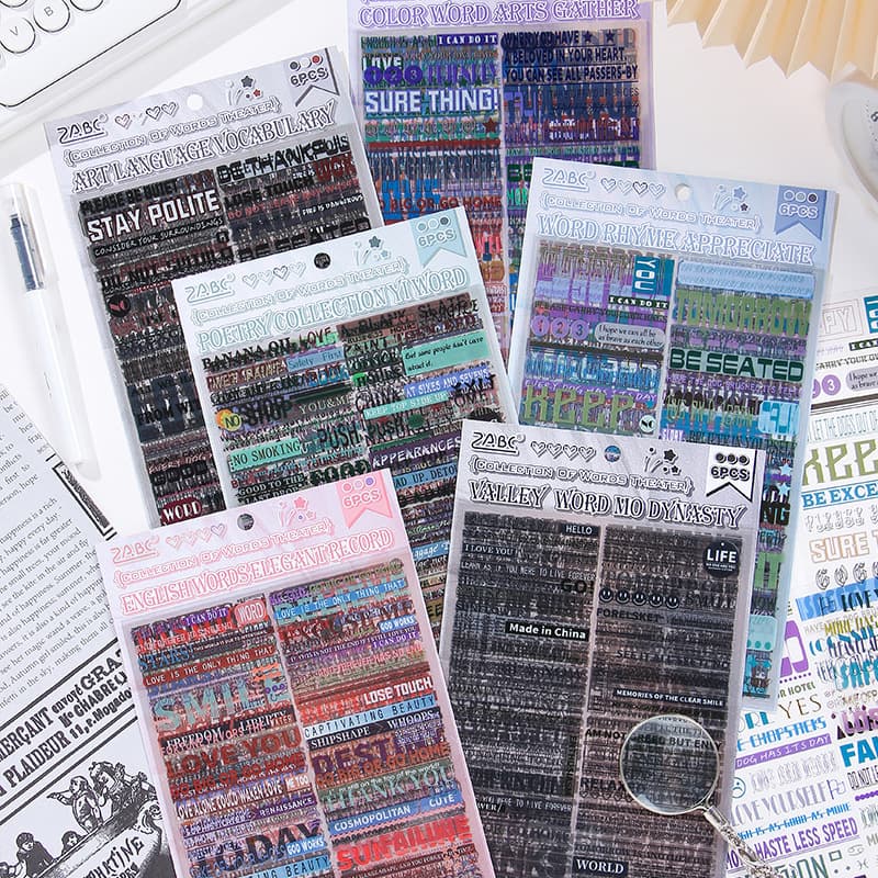 Yue Zhenyanhui Theater Cutting Film Sticker Handbook Sticker Pack Cross-border Pet Sticker English Handbook Material Sticker