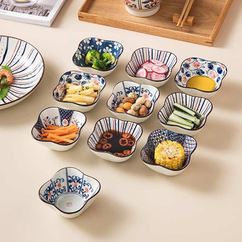 Ceramic Condiment Plate Pre-meal Snack Plate Soy Sauce Vinegar Plate Seasoning Plate Small Dish Chili Sauce Dish Trendy Square Plate