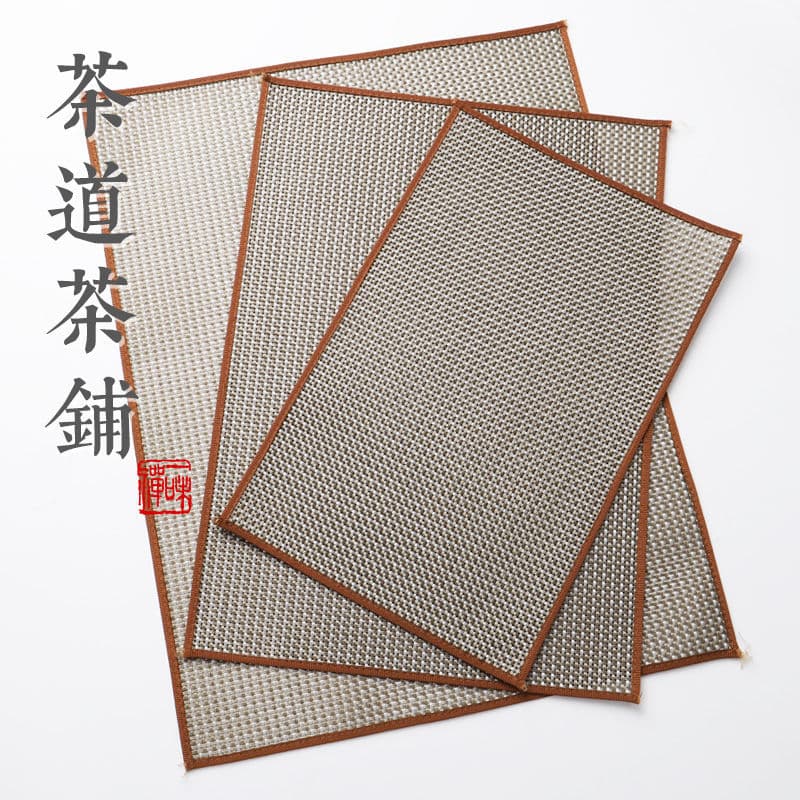 Tea mat with bordered lace straight edge, tea cloth pad, tea ceremony mat set