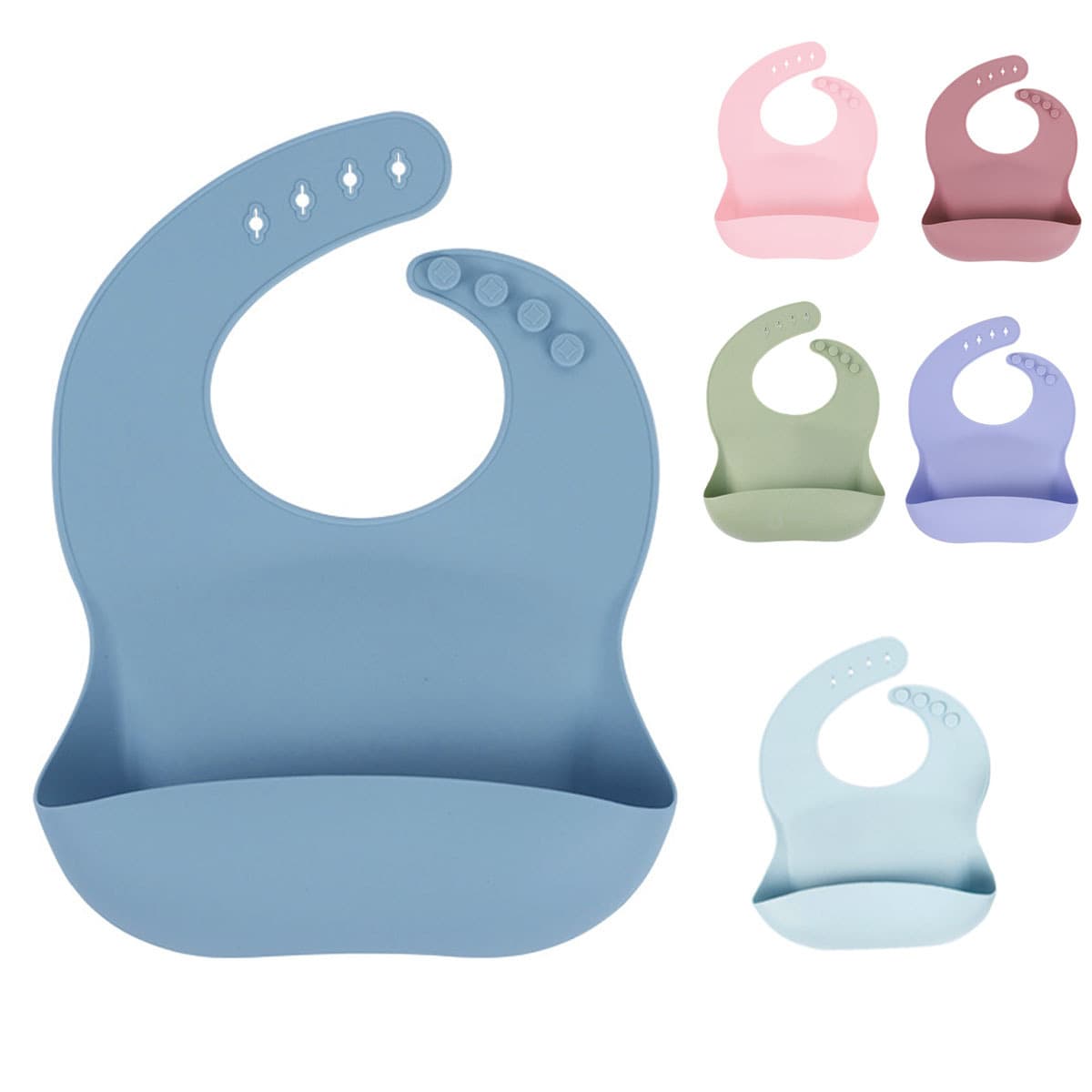 Food-grade silicone bib, baby feeding bib, waterproof and stain-resistant, 3D integrated anti-drip bib for children