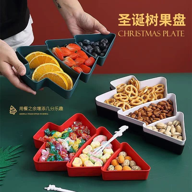 Cross-border Christmas tree fruit plate Living room household divided dried fruit plate Snack plate Sugar melon seed plate Fruit dried fruit box