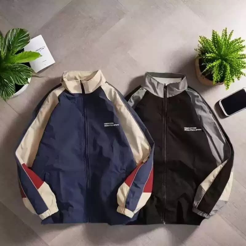 Autumn BF College Style Casual Sports Jacket Men's Plus Size Loose Contrast Color Stand Collar Jacket Ins Hong Kong Style Baseball Jacket