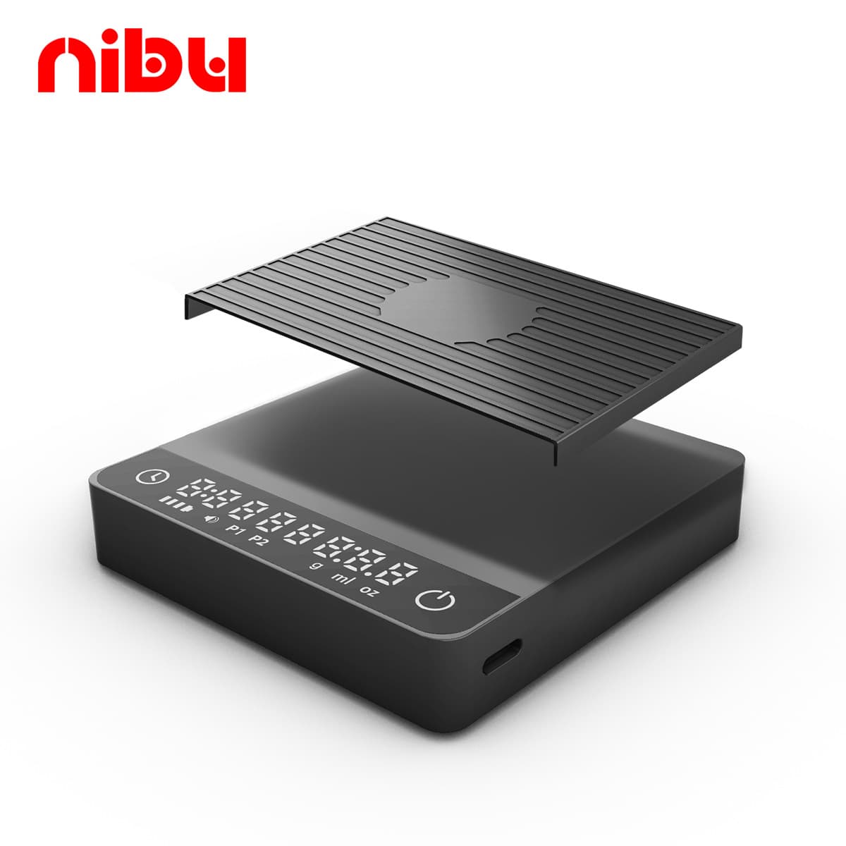 Nibu Mini Italian Espresso Coffee Electronic Scale Timer Scale Rechargeable Portable Hand Brew Coffee Kitchen Scale 2KG