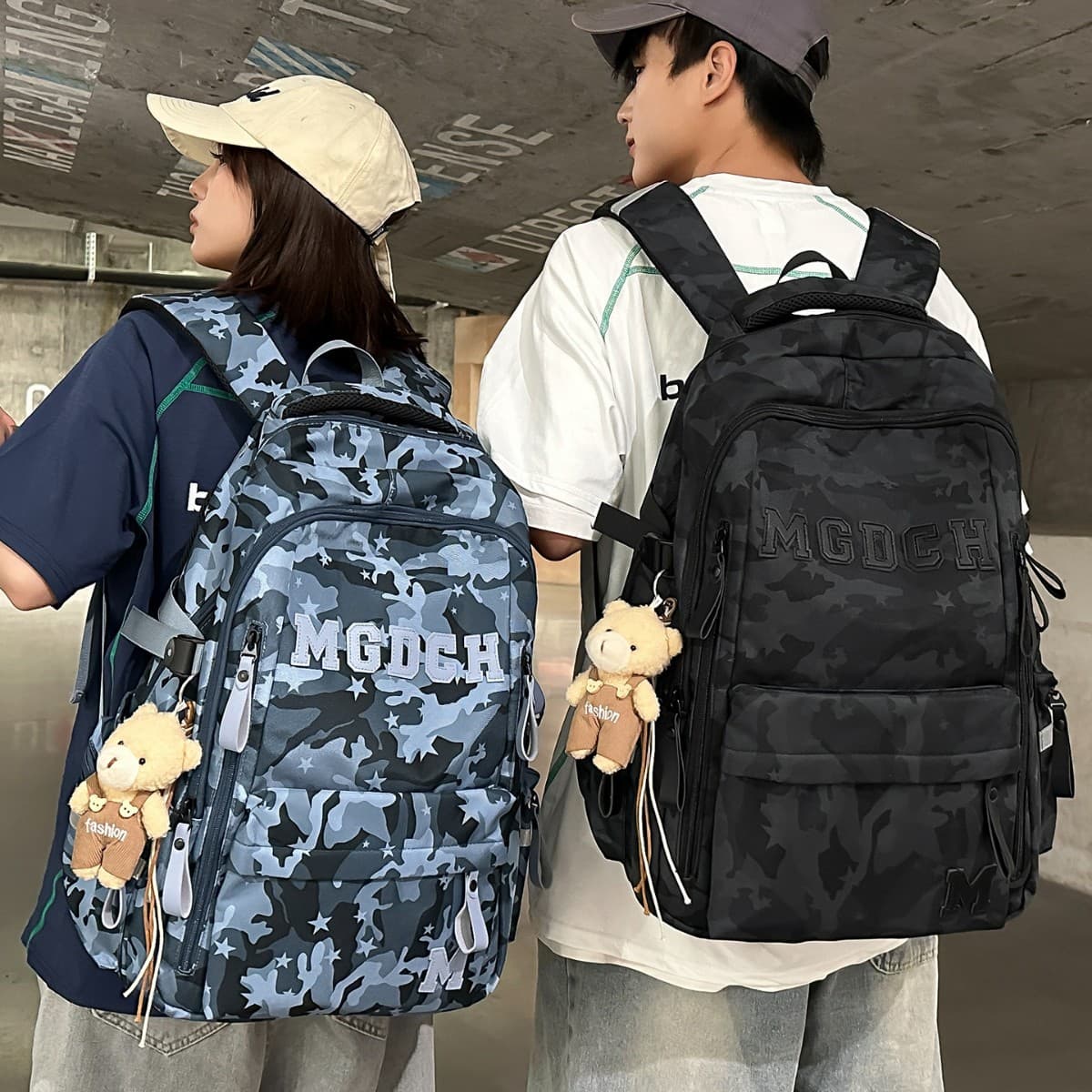 American dark pattern camouflage niche trendy cool backpack junior high school handsome sports student high quality air cushion backpack