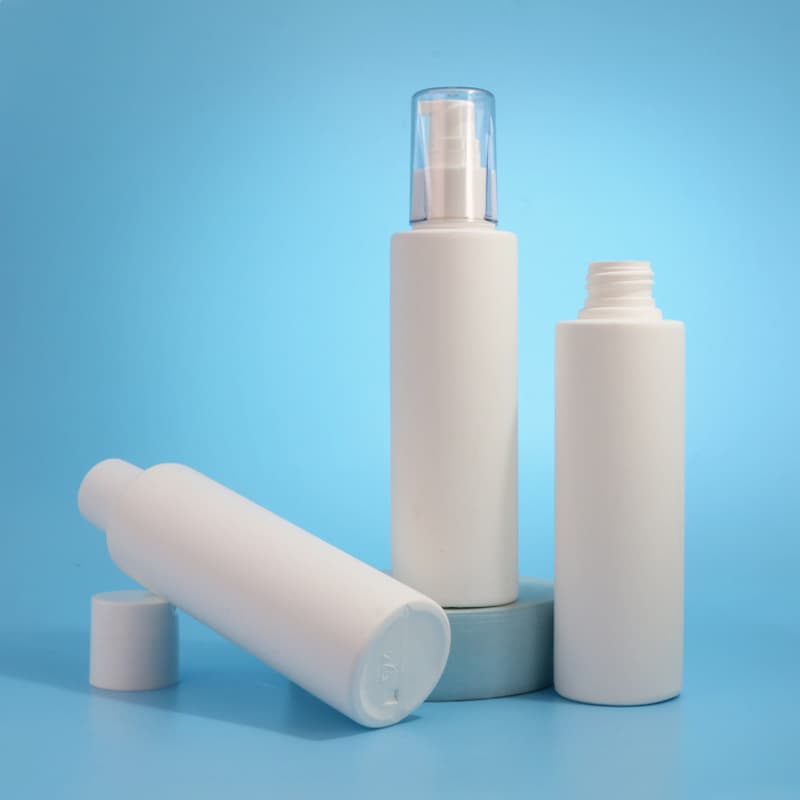 150ml thin high flat shoulder cylindrical bottle HDPE plush white spray bottle 24 teeth double layer cleaner bottle