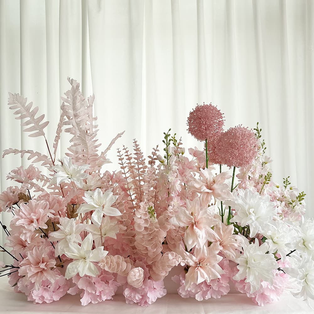 Simulated Wedding Flower Row Arrangement, Silk Flower Background, Aisle Guide, Wedding Decoration, Artificial Flower Row