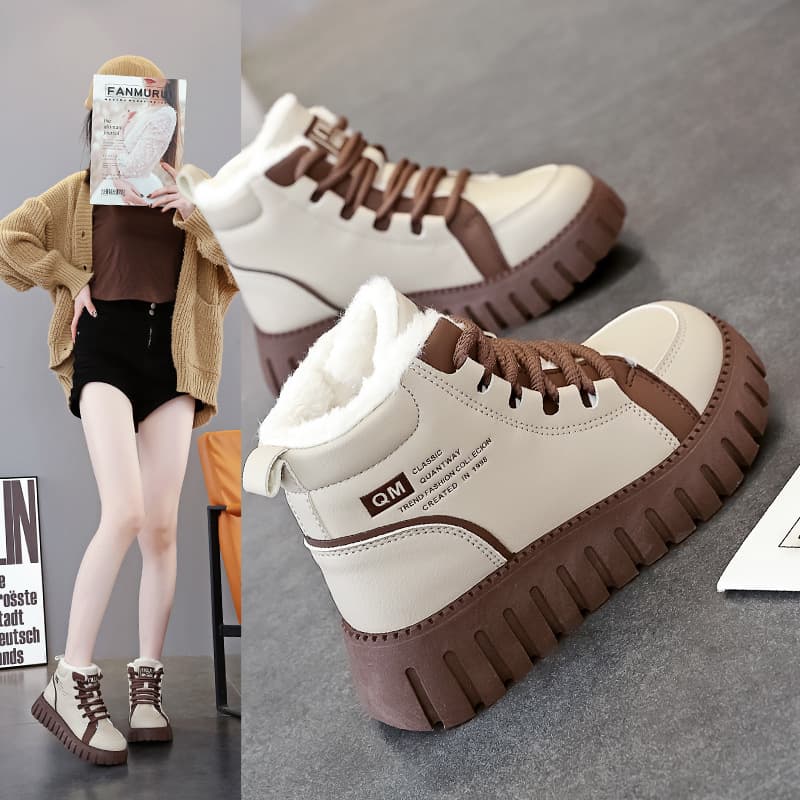 Women's high-top cotton shoes, thick sole, 2024 new autumn and winter style, fleece-lined, warm, casual, travel, chunky style, dad shoes WS-821
