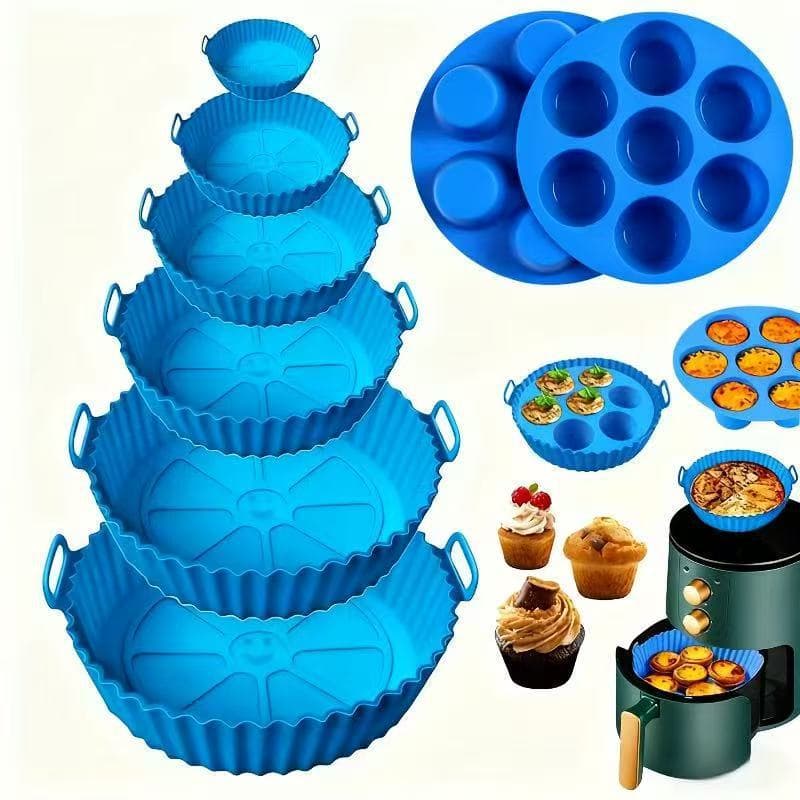 Cross-Border Hot Selling Silicone Air Fryer Tray Silicone Fryer Tray Heat-Insulated Baking Tray Cake Tray Air Fryer Liner
