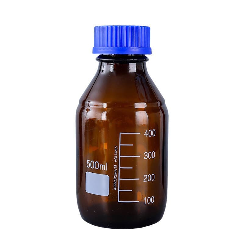250ml 500ml 1000ml Amber Glass Reagent Bottle with Blue Cap, Light-Blocking Glass Bottle for Laboratory, Cell Culture Bottle