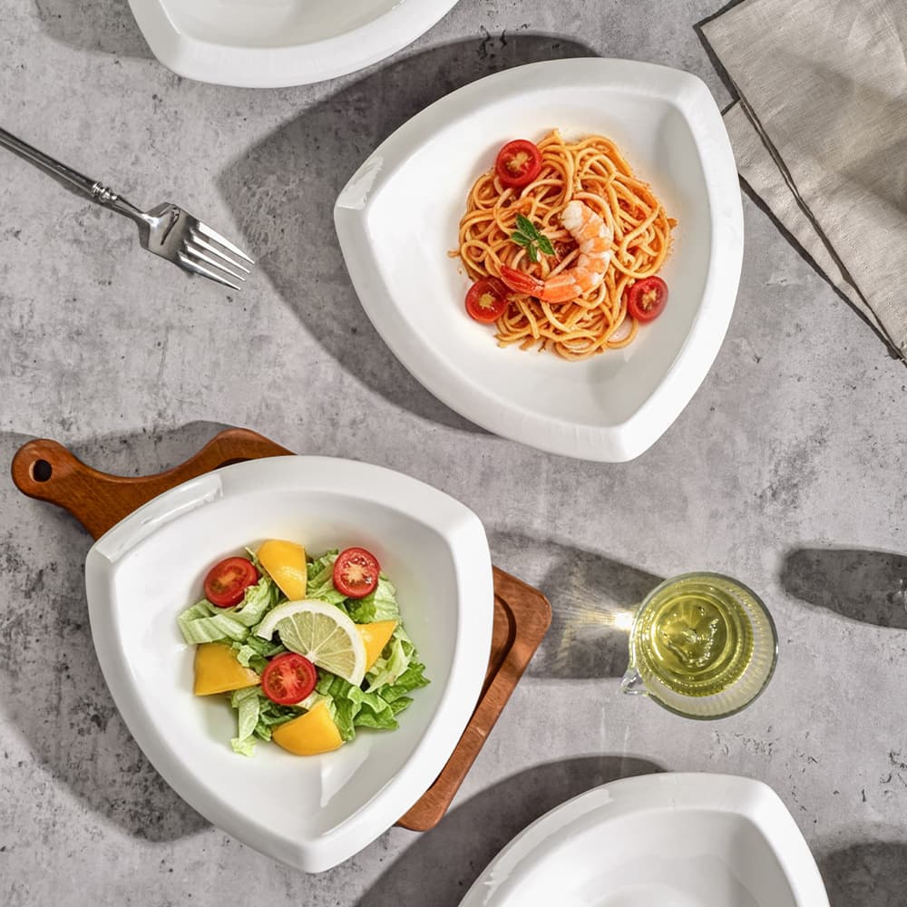 Special-shaped plates, commercial household dishes, white ceramic dinner plates, hotel tableware, restaurant cold dishes, soup plates
