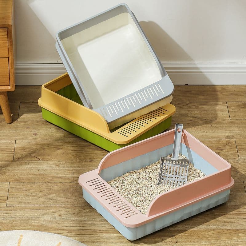 Extra Large Cat Litter Box, Semi-Enclosed, Anti-Tracking, Small Kitten Litter Pan, Complete Cat Supplies