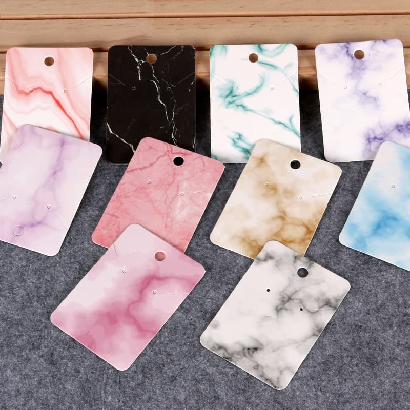 Cross-border jewelry packaging color series marble earrings necklace set card earrings packaging cardboard display stand logo
