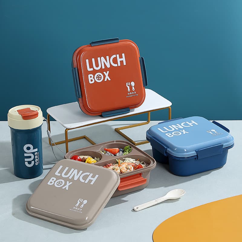 Compartmentalized Nordic Large-Capacity Lunch Box and Water Cup Set for Office Workers, Microwave-Safe Lunch Box, Student Portable Lunch Box