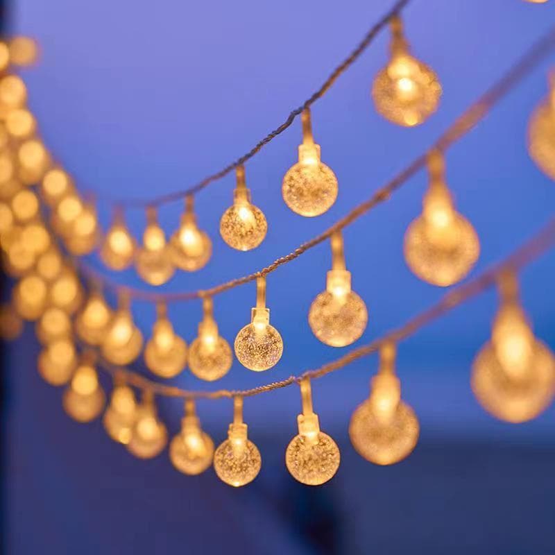 LED Outdoor Camping String Lights, Flashing Colorful Small Round Ball Lights, Christmas Holiday Decorative Star Lights