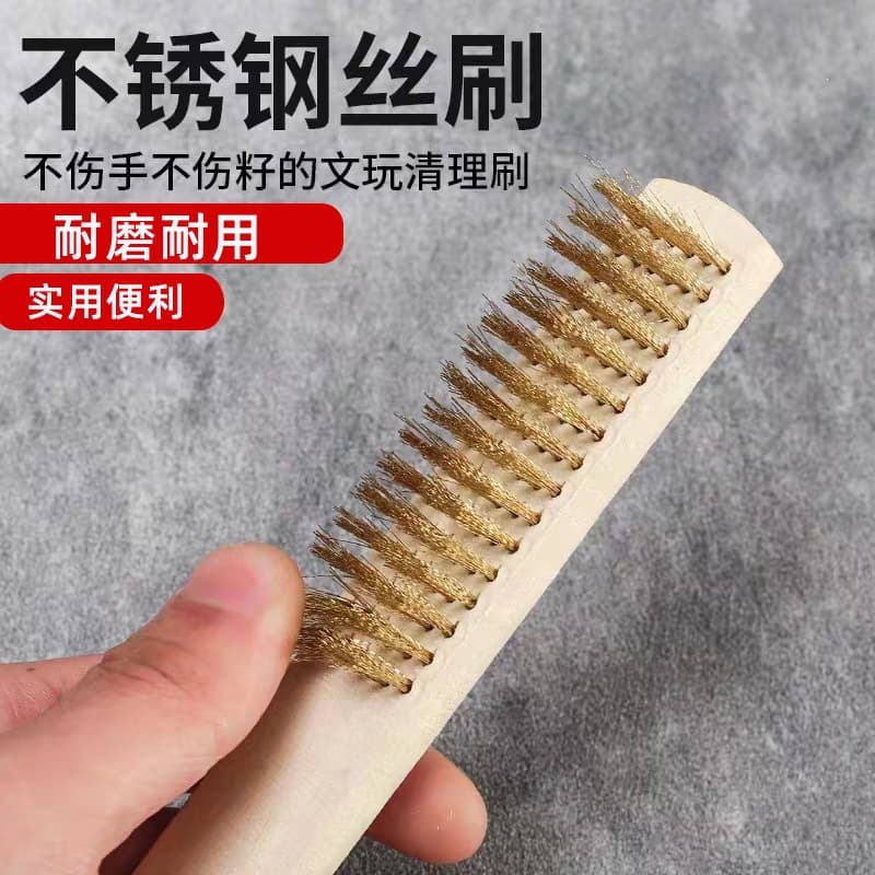 Wooden Handle Copper Wire Brush Cleaning Brush Copper Wire Brush Hand Tool Brush Rust Removal Tool