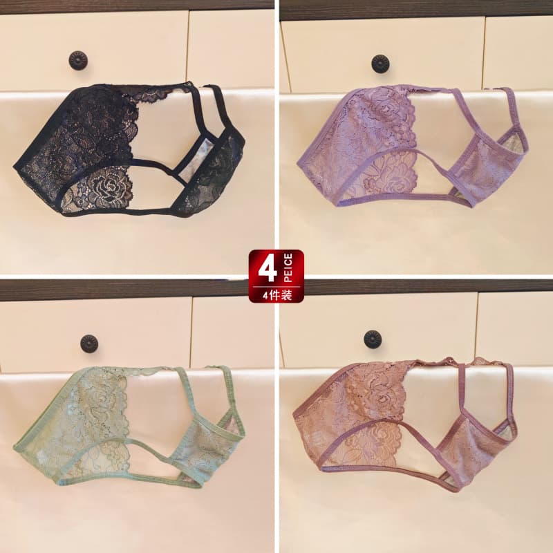2025 New Underwear Women's Sexy Breathable Lace Sexy Pure Lust Low Waist Triangle Hollow Shorts